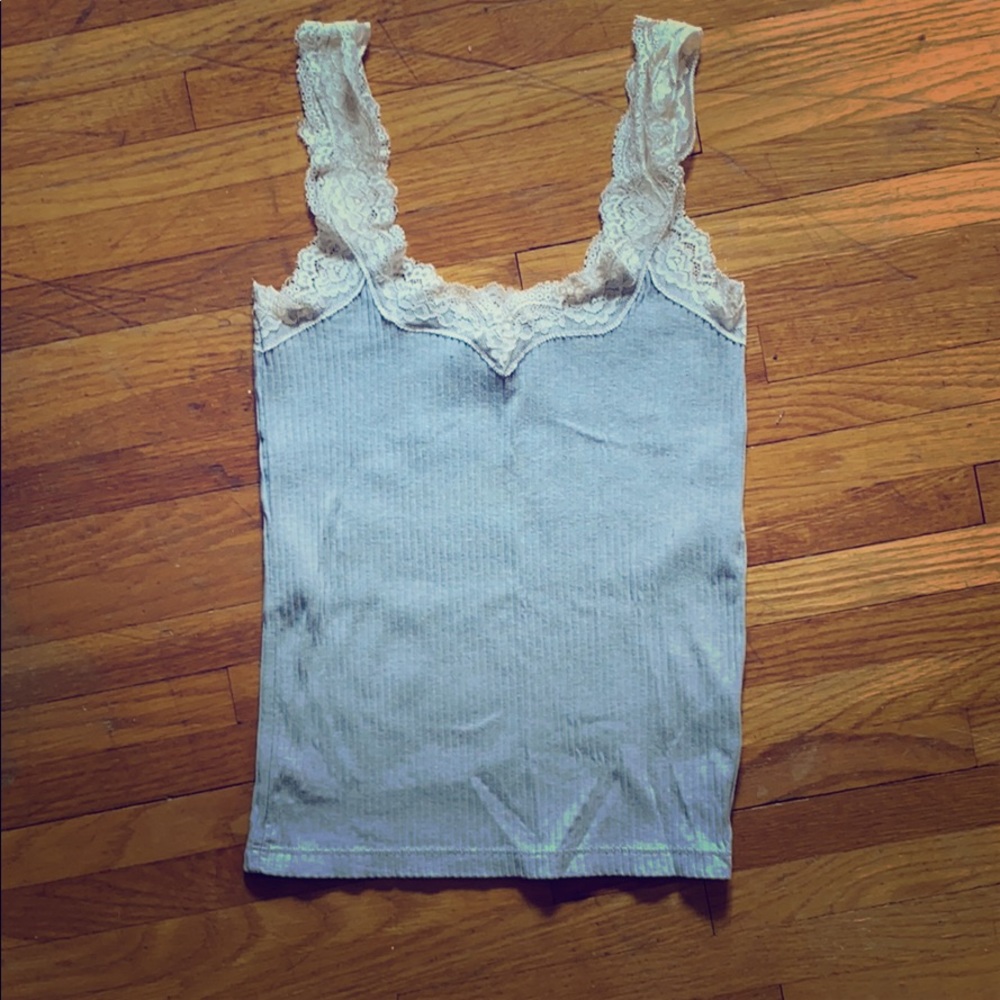 J. crew grey tank top with lace detailing, XS